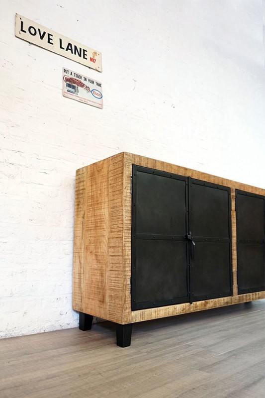 Industrieller Sideboardschrank aus Holz und Metall - Brooklyn