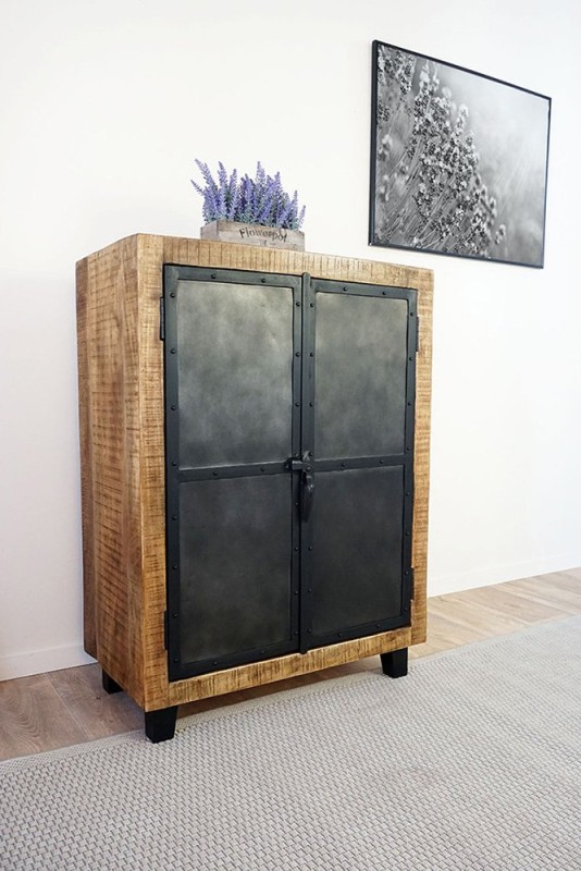 Kleines Sideboard aus Holz und Metall - Brooklyn
