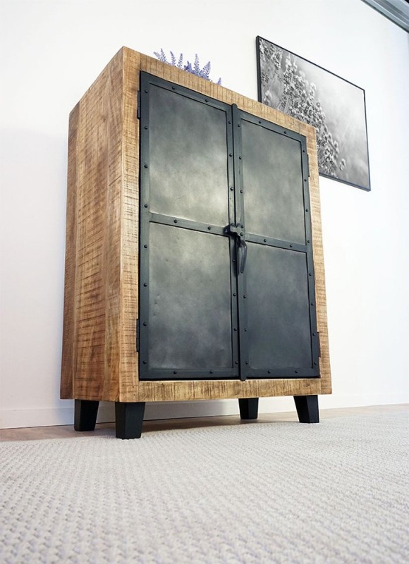 Kleines Sideboard aus Holz und Metall - Brooklyn