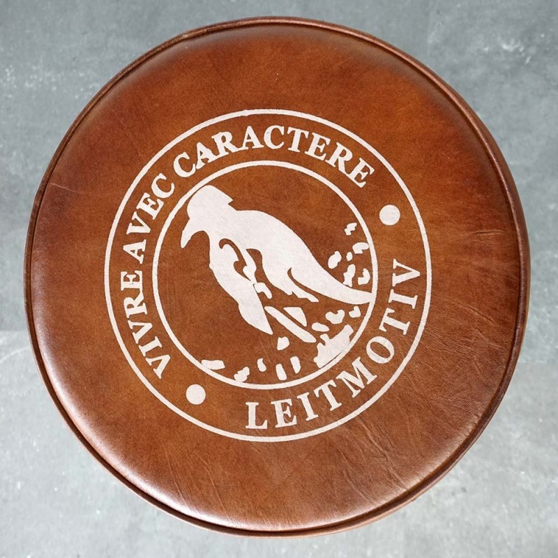 Industrieller Hocker aus Leder "Leitmotiv