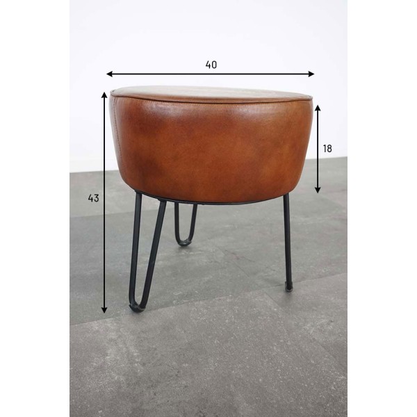 Industrieller Hocker aus Leder "Leitmotiv