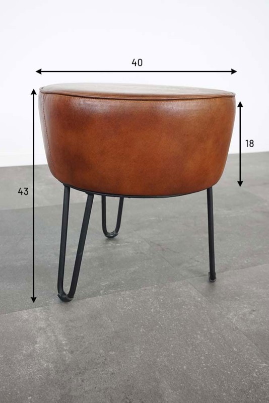 Industrieller Hocker aus Leder "Leitmotiv