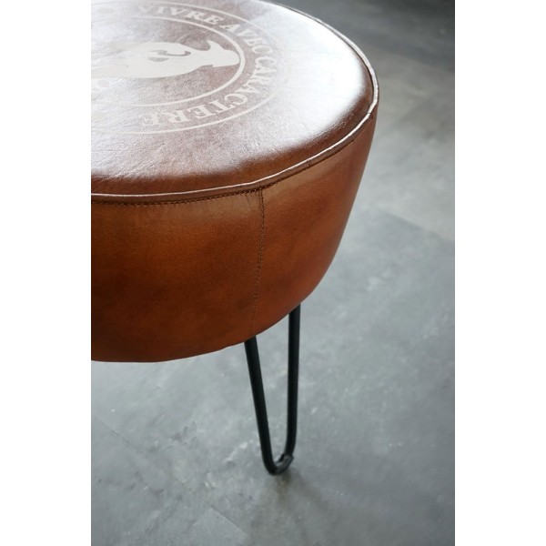 Industrieller Hocker aus Leder "Leitmotiv
