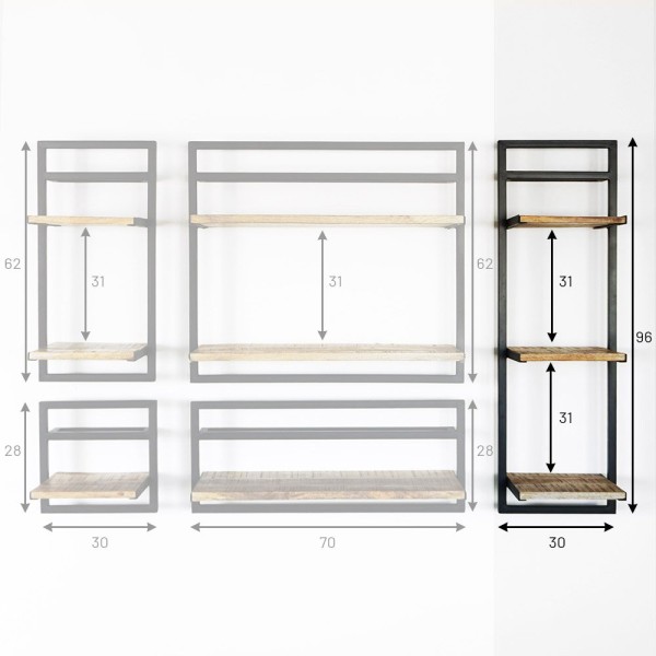 Regal aus Holz und Metall 30 X 95 - Selfsh