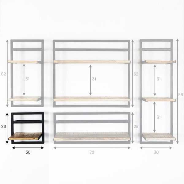 Regal aus Holz und Metall 30 X 30 - Selfsh