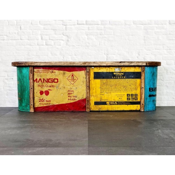 Bank aus Holz und Metall
