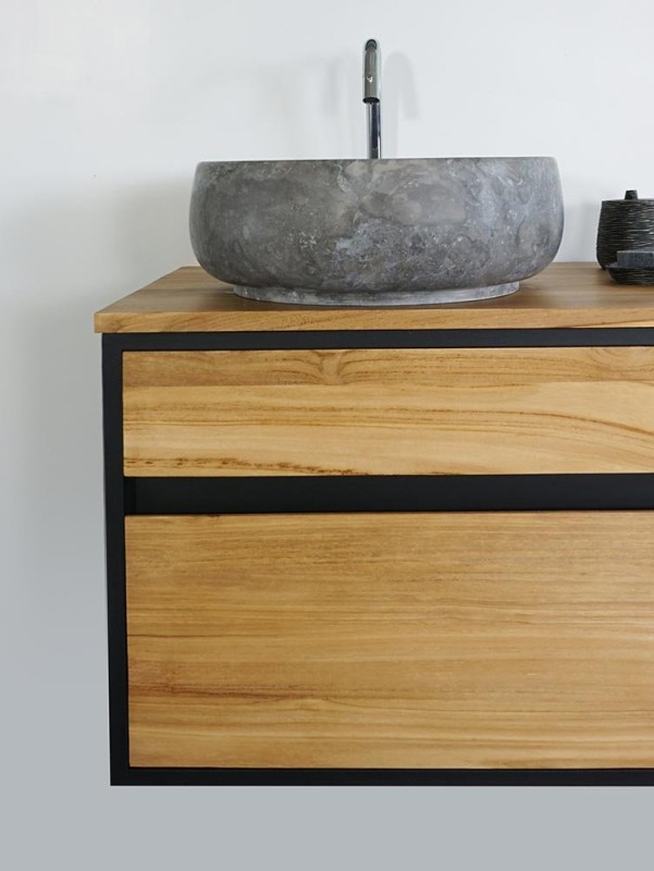 Freistehendes Badezimmer-Waschbecken aus Stein - Rosa