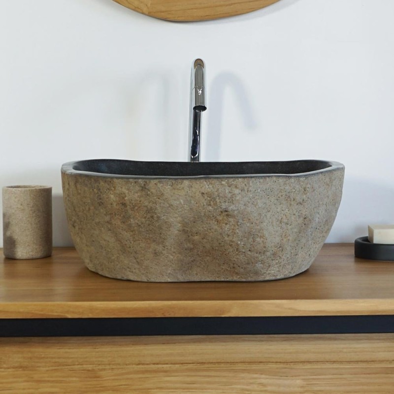 Freistehendes Badezimmerwaschbecken aus Stein - River Stone