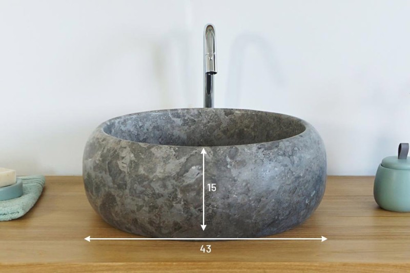 Freistehendes Badezimmer-Waschbecken aus Stein - Lotus