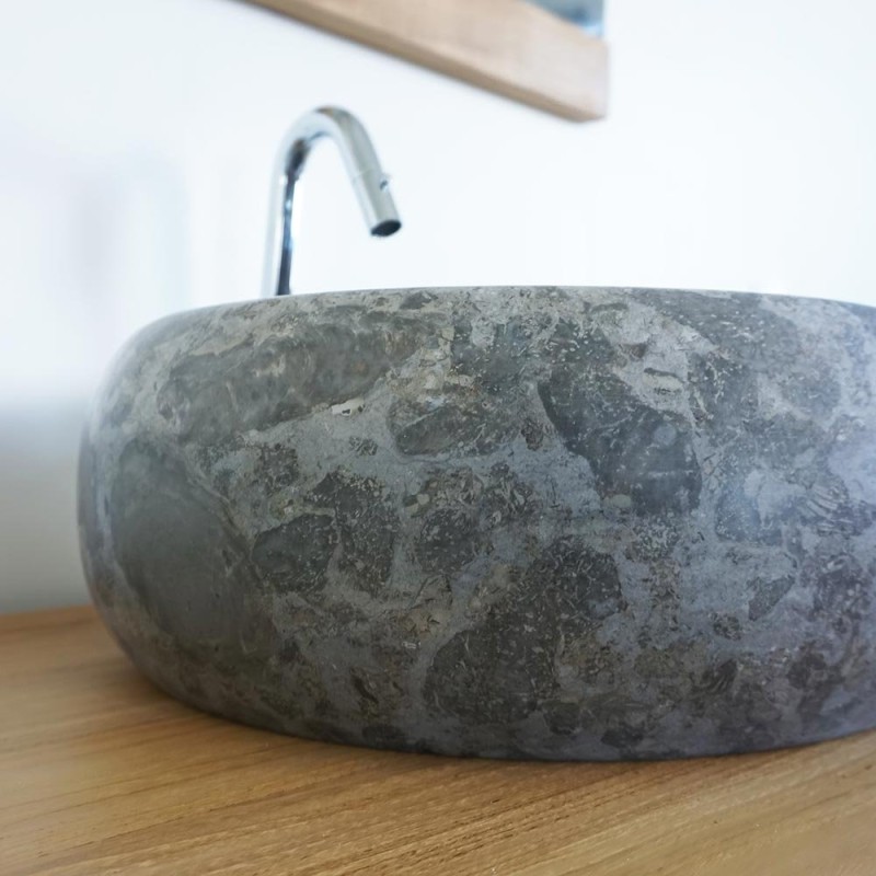 Freistehendes Badezimmer-Waschbecken aus Stein - Lotus