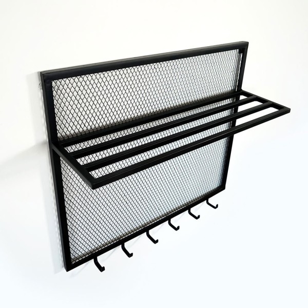 Industrielle Wandgarderobe aus Metall