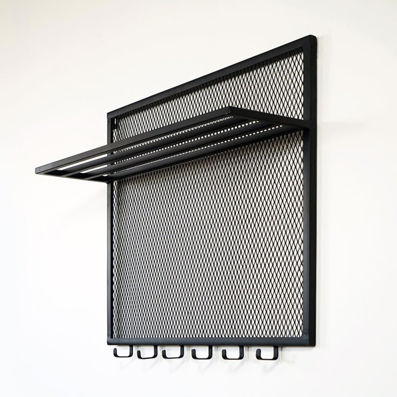Industrielle Wandgarderobe aus Metall