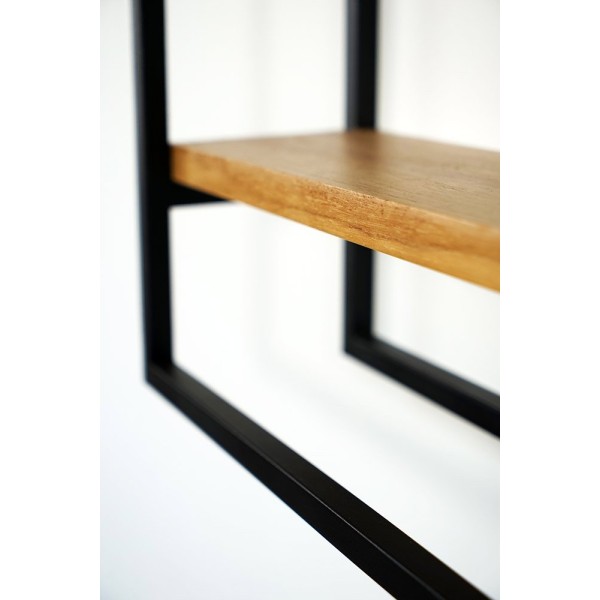 Rechteckiges Wandregal aus Holz und Metall 40 x 35 cm - Strip
