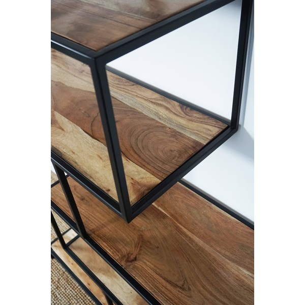 Industrielles Bücherregal aus Holz und Metall
