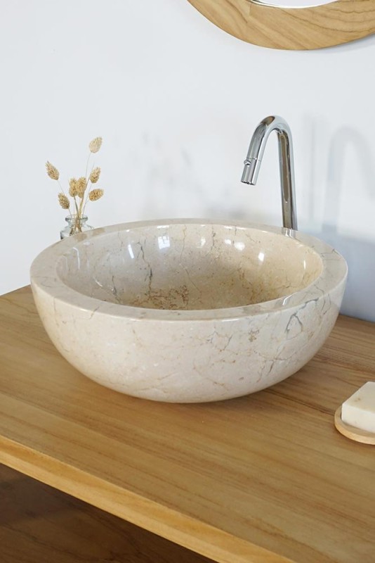 Freistehendes Badezimmer-Waschbecken aus Stein - Mangkok