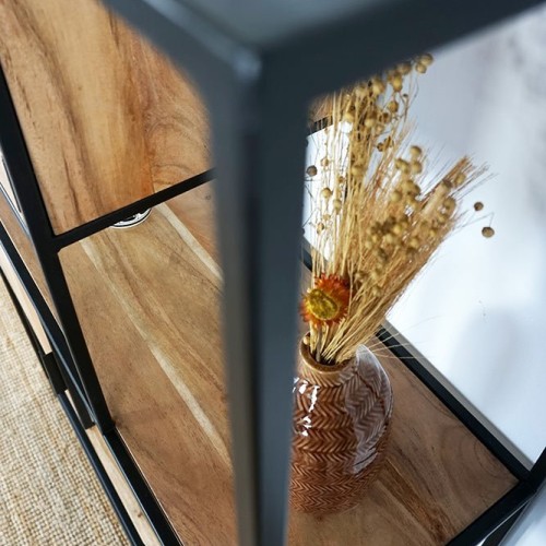 Industrielles Bücherregal aus Holz und Metall mit Türen