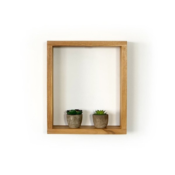 4er-Set Wandregale aus Teakholz