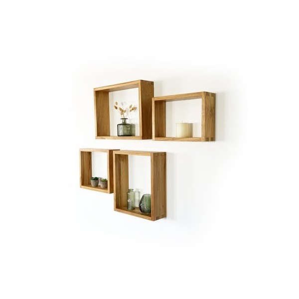 4er-Set Wandregale aus Teakholz