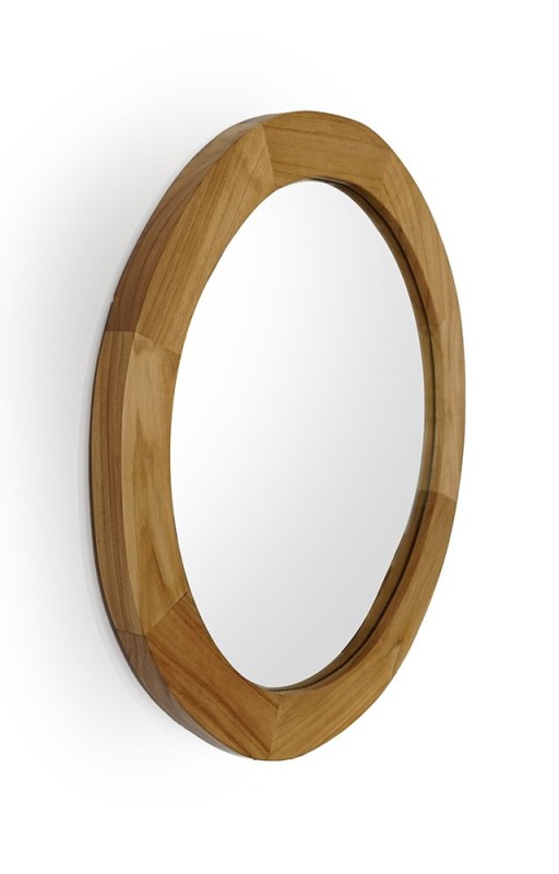 Runder Spiegel 60 cm mit Holzrahmen