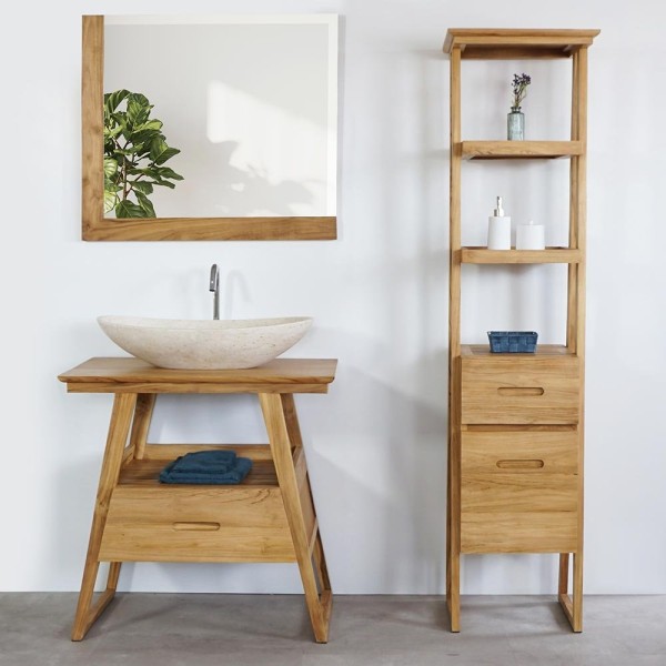 Rechteckiger Spiegel 80 cm mit L-förmigem Rahmen