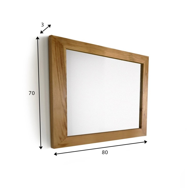 Spiegel Rechteckig 80 cm Rahmen aus massivem Teakholz