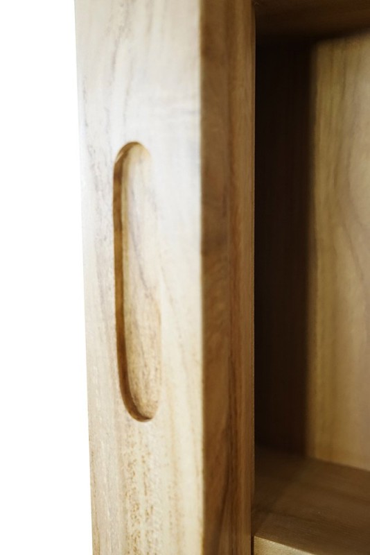 Badezimmerschrank 120 cm aus Teakholz mit Spiegel