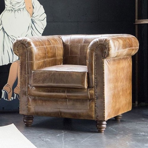 Chesterfield-Sessel aus Patchwork-Leder