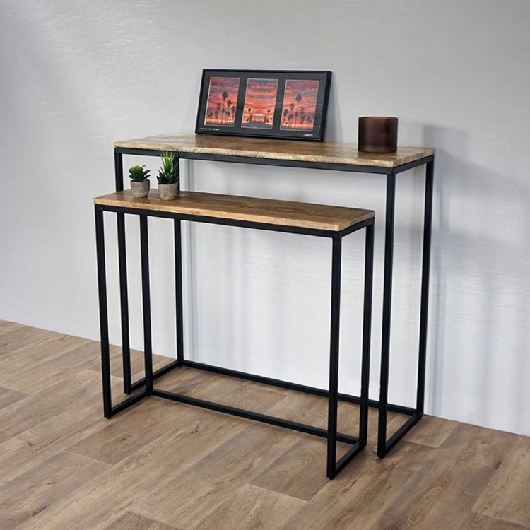 Doppelkonsole aus Holz und Metall