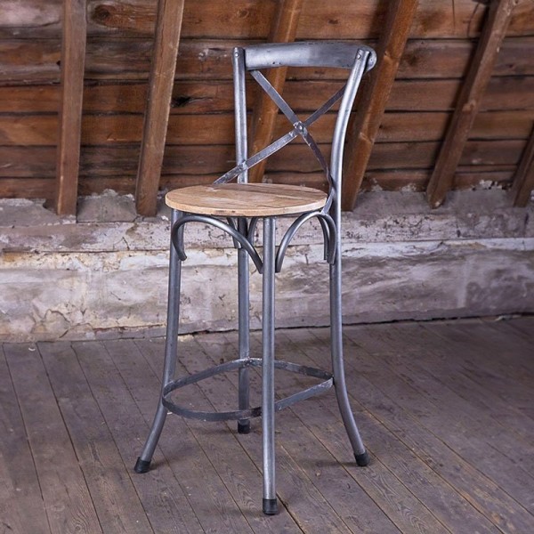 Bistro-Hochstuhl Holz Metall