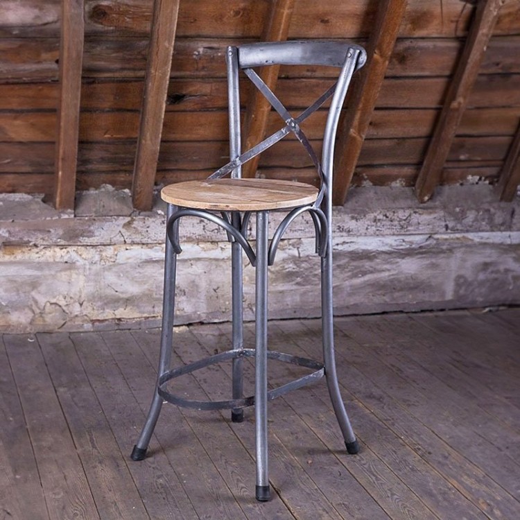 Bistro-Hochstuhl Holz Metall