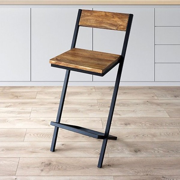 Barstuhl aus Holz und Metall LINEA