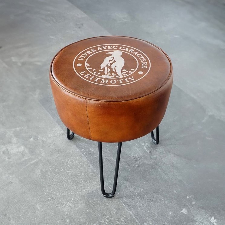Industrieller Hocker aus Leder "Leitmotiv