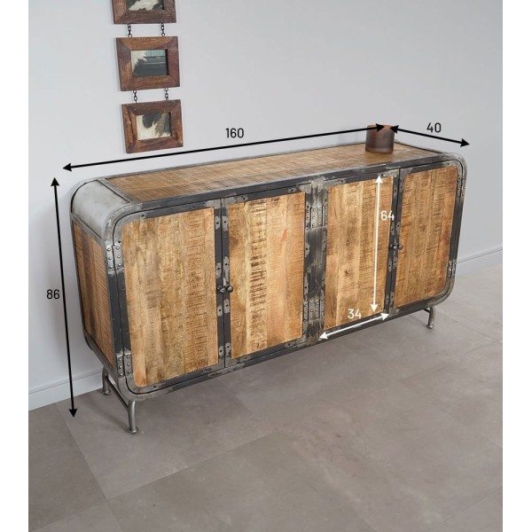 4-türiges Industrie-Sideboard Manchester