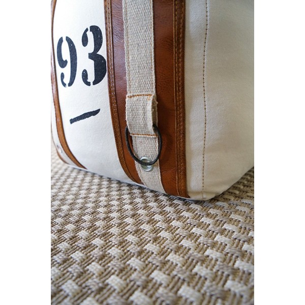 Sitzhocker aus Leder und Stoff im Vintage-Stil "93"