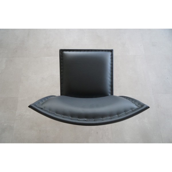 Barstuhl aus Leder Metall Schwarz - Urban
