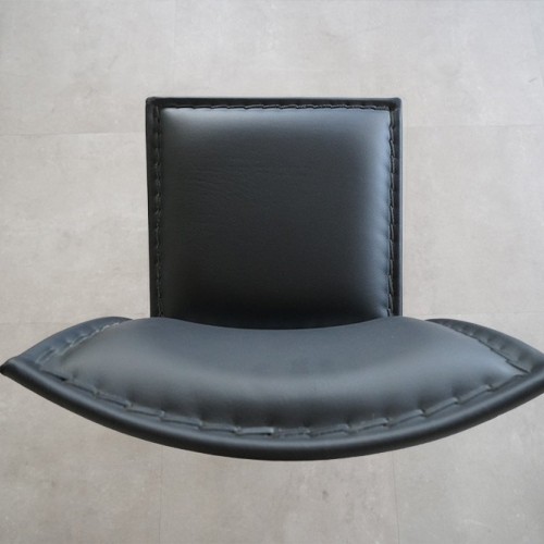 Barstuhl aus Leder Metall Schwarz - Urban