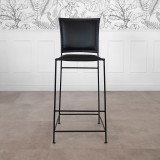Barstuhl aus Leder Metall Schwarz - Urban