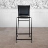 Barstuhl aus Leder Metall Schwarz - Urban