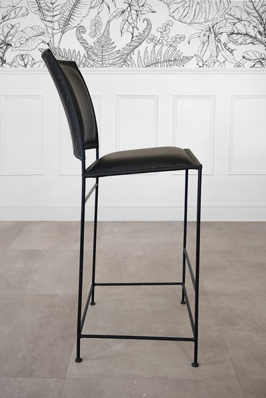 Barstuhl aus Leder Metall schwarz - Urban