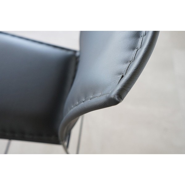 Barstuhl aus Leder Metall Schwarz - Urban