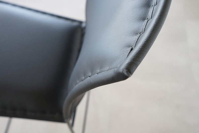 Barstuhl aus Leder Metall schwarz - Urban