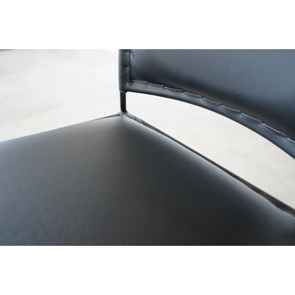 Barstuhl aus Leder Metall Schwarz - Urban