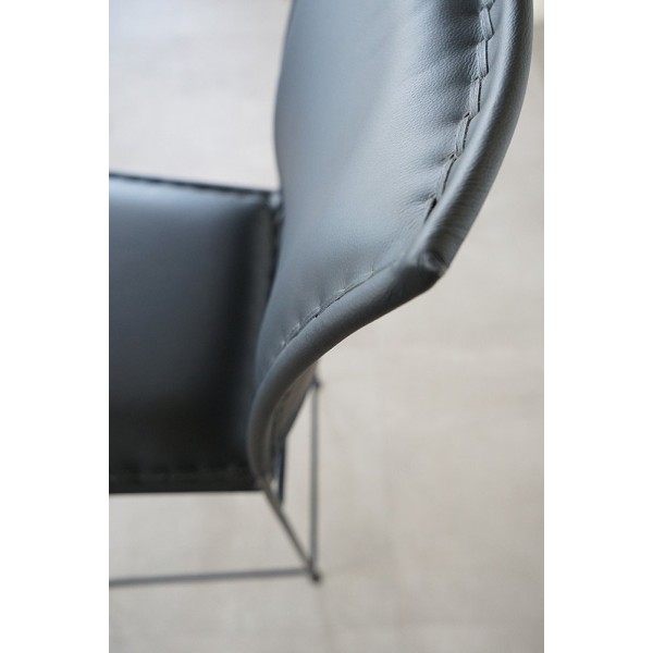 Barstuhl aus Leder Metall Schwarz - Urban