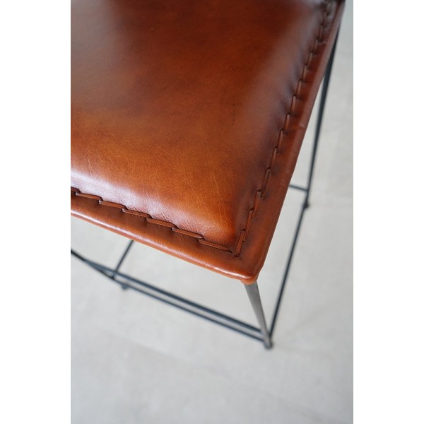 Barstuhl aus Leder Metall Braun - Urban
