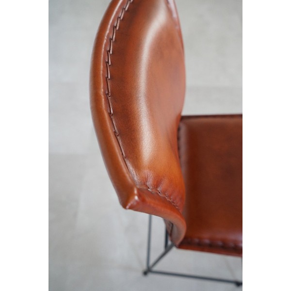 Barstuhl aus Leder Metall Braun - Urban