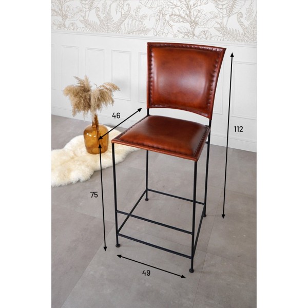 Barstuhl aus Leder Metall Braun - Urban