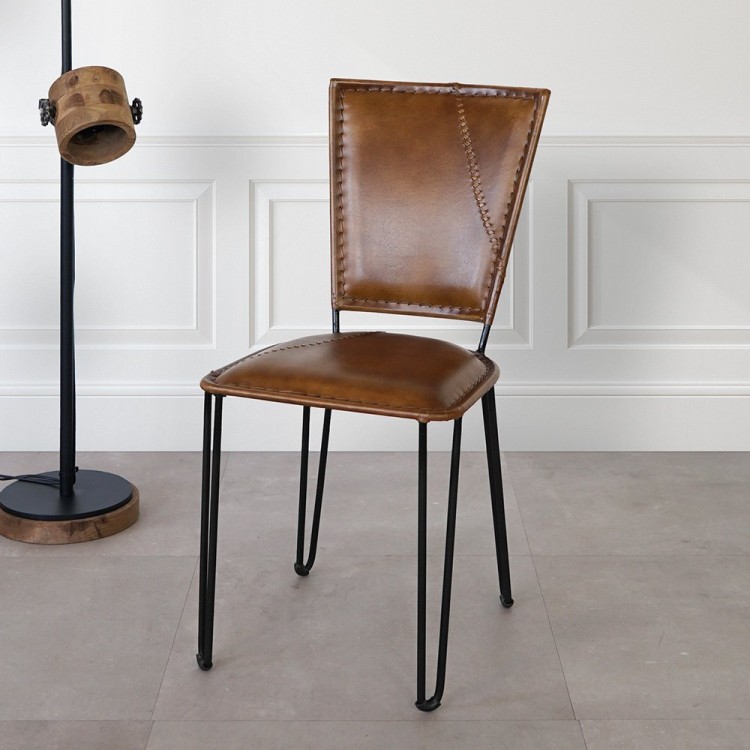 Vintage-Stuhl aus Metall und Leder SMART