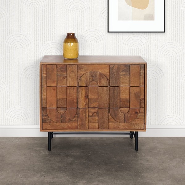 Anrichte mit 3 Schubladen aus massivem Mangoholz 85 cm - Flow