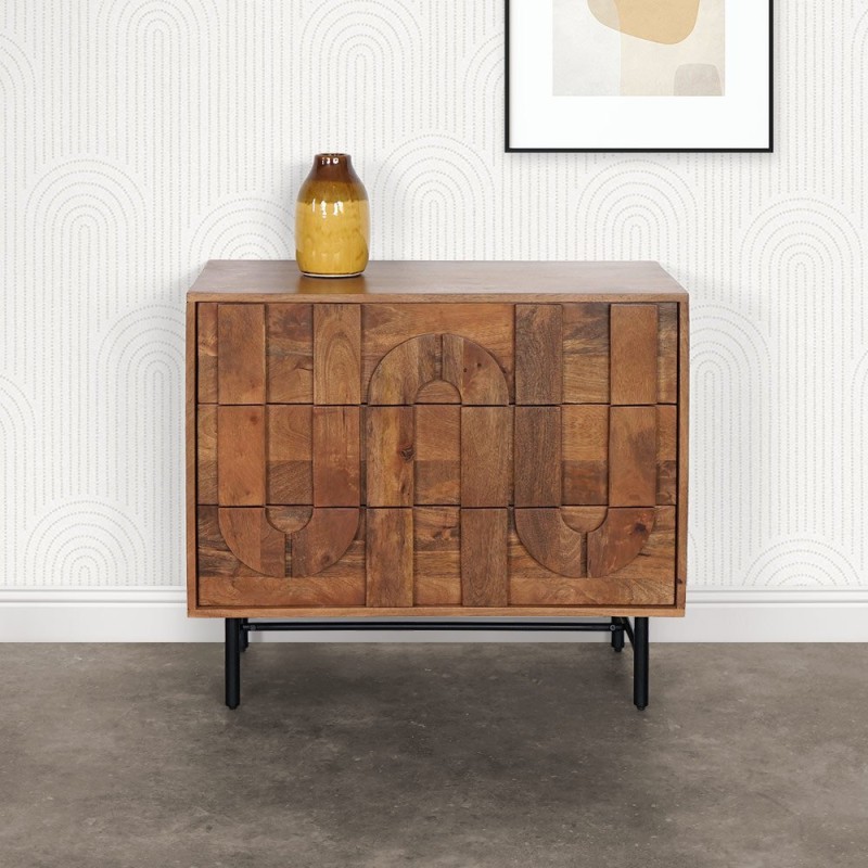 Anrichte mit 3 Schubladen aus massivem Mangoholz 85 cm - Flow