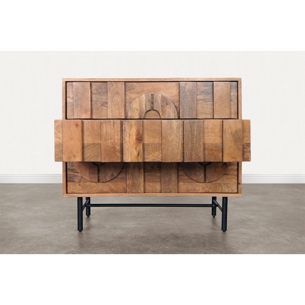 Anrichte mit 3 Schubladen aus massivem Mangoholz 85 cm - Flow